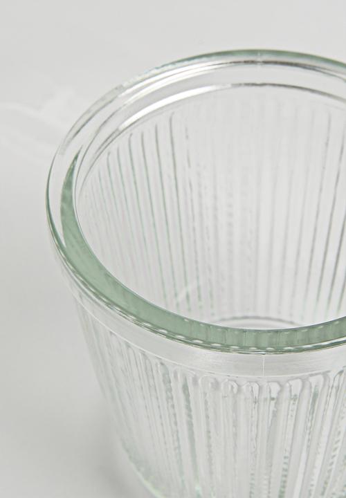 Excellent Houseware - Ribbed crafe and drinking glass set - clear