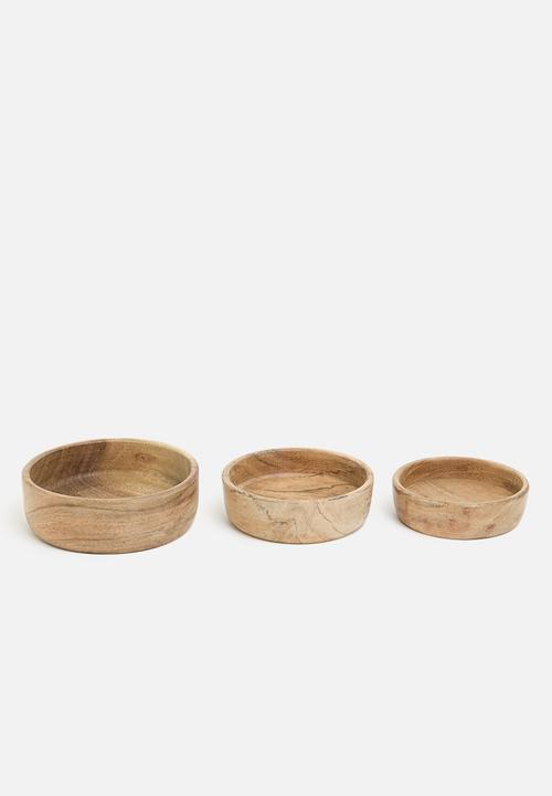 Excellent Houseware - Muddy mini wooden bowl set of 3 - natural