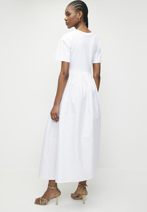 Superbalist - Asym hem T-shirt combo dress - white