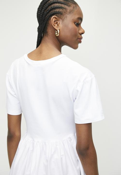 Superbalist - Asym hem T-shirt combo dress - white