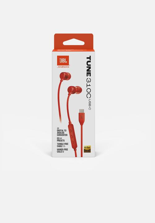 JBL - JBLT310CRED USB Type-C In-ear Headphones - Red 