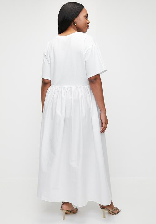 Superbalist - Asym hem T-shirt combo dress - white