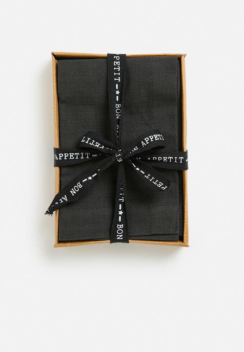 Excellent Houseware - Amani Napkin Set - Black