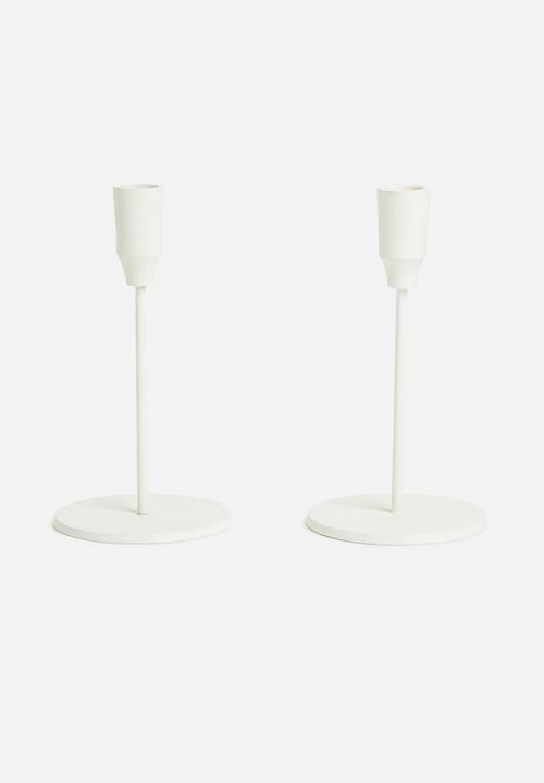 H&S - Elli dinner candle holder set of 2 - creme
