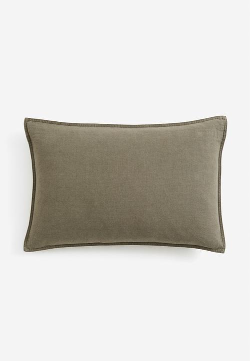 Linen-blend cushion cover - green
