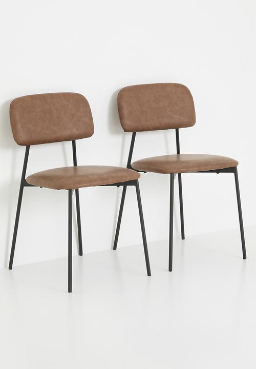 Sixth Floor - Weston pu dining  chair set of 2-Tan