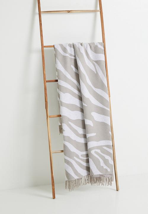 Sixth Floor - Zebra Cotton Blend Large Throw - Natural