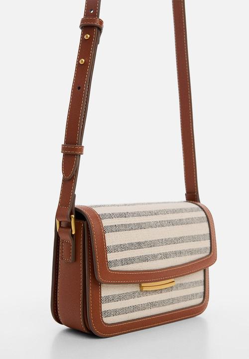 MANGO - Bag stripes - medium brown
