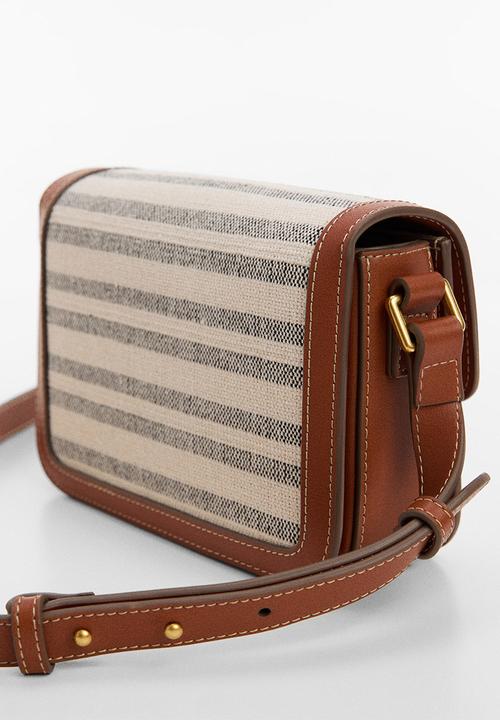 MANGO - Bag stripes - medium brown