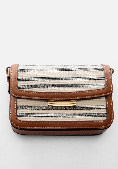MANGO - Bag stripes - medium brown
