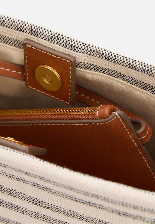 MANGO - Bag stripes - brown