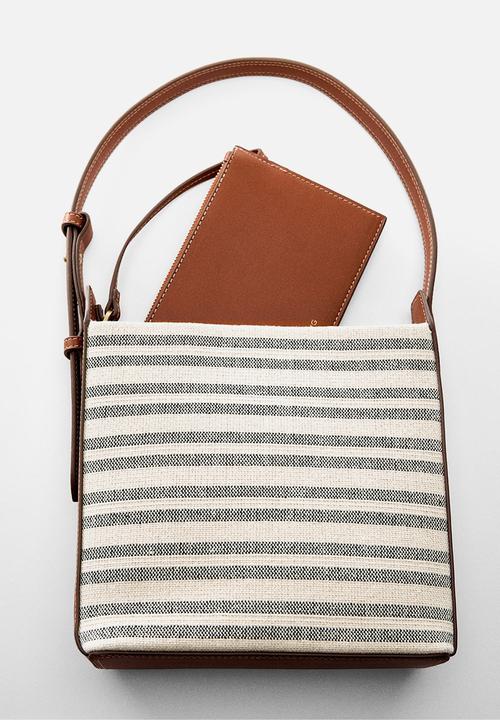 MANGO - Bag stripes - brown