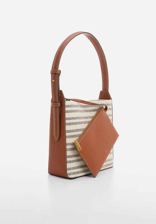 MANGO - Bag stripes - brown