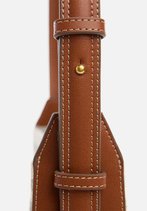 MANGO - Bag stripes - brown