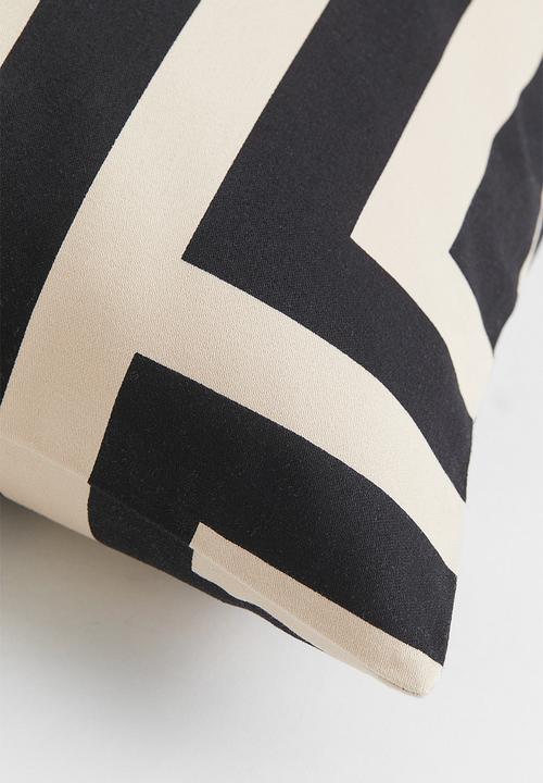 H&M - Cotton satin cushion cover - black patterned