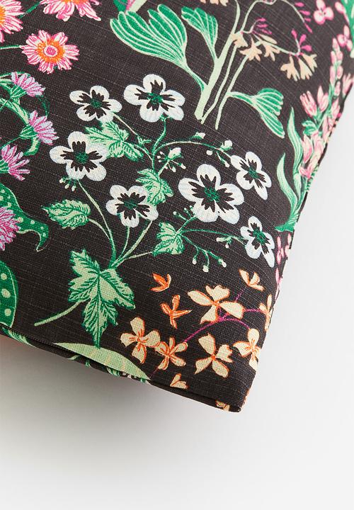 H&M - Patterned cushion cover - dark grey floral 