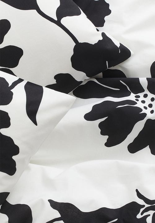 H&M - Floral double duvet cover set - white & black 