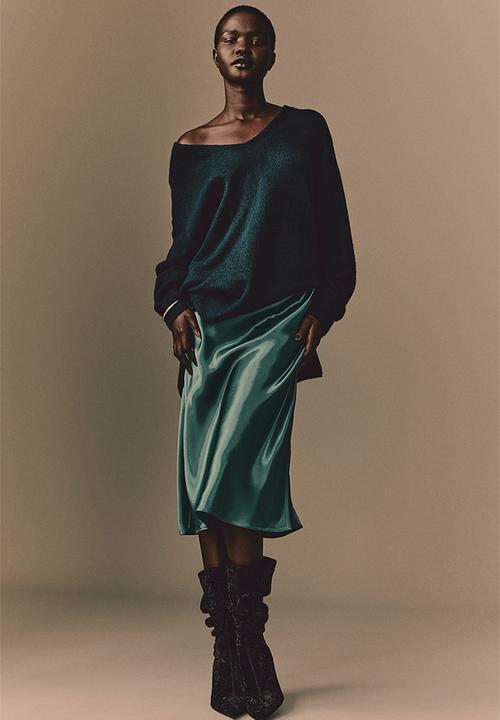 H&M - Satin skirt - teal 