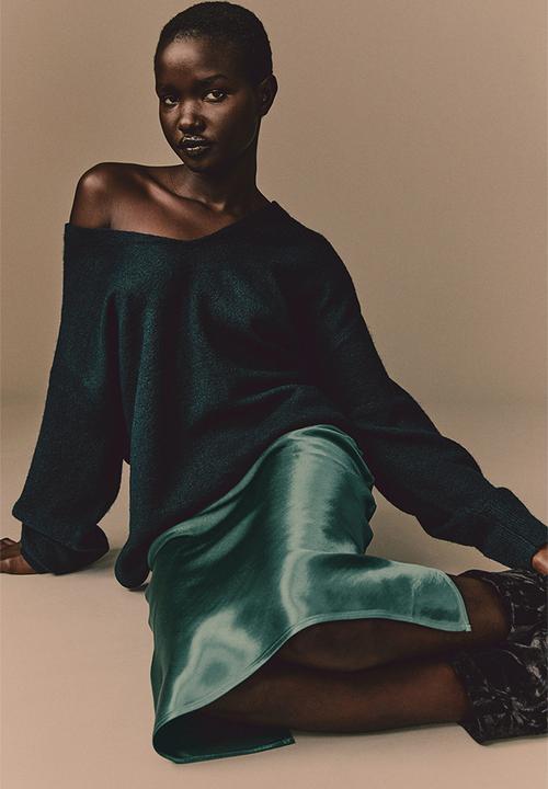H&M - Satin skirt - teal 