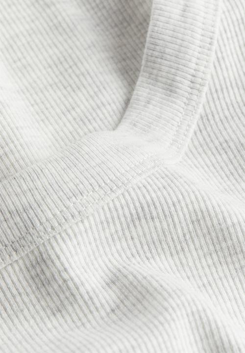H&M - Cropped ribbed T-shirt - grey