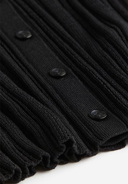 H&M - Rib-knit collared top - black