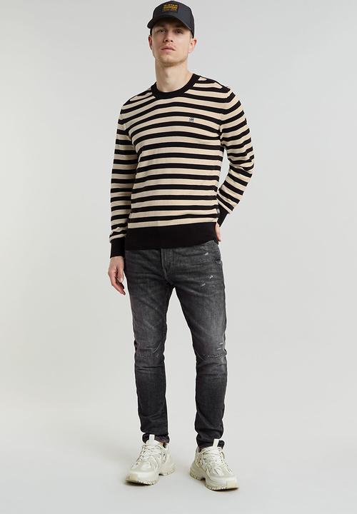 G-STAR - Stripe r knit - dk black/whitebait stripe