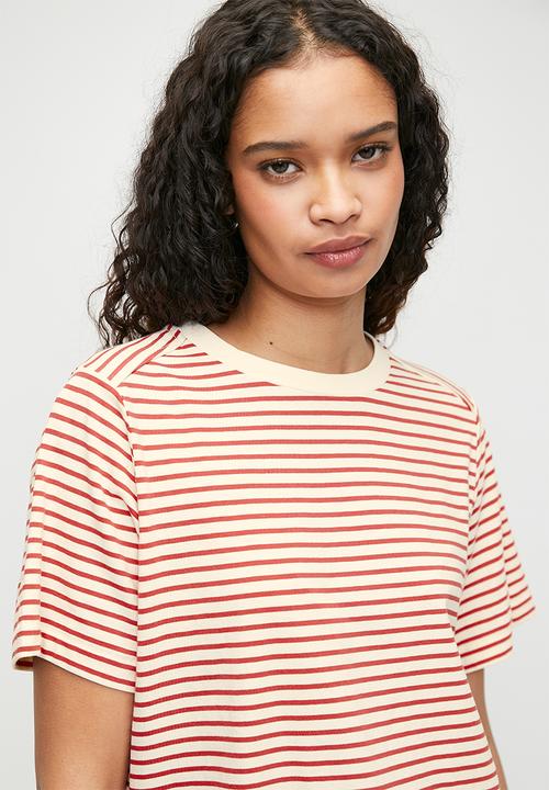 G-STAR - Stripe boxy r t wmn - antique white/finch stripe