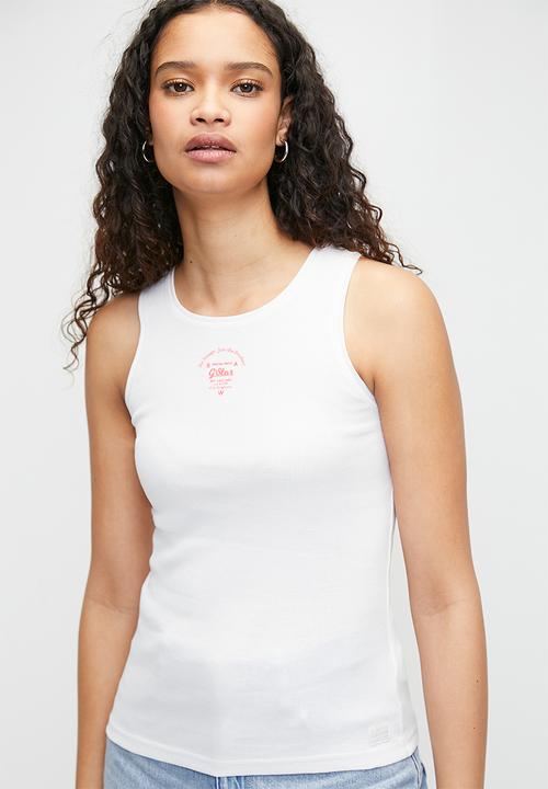 G-STAR - Racerback ribbed slim tank top wmn - lt chalk