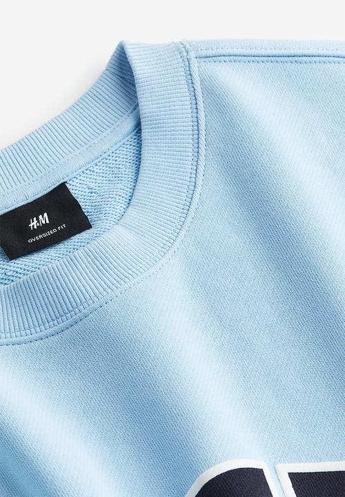 H&M - Relaxed fit printed sweatshirt - light blue/whenever 