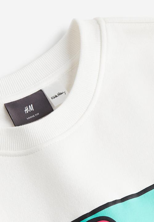 H&M - Loose fit sweatshirt - white/keith haring