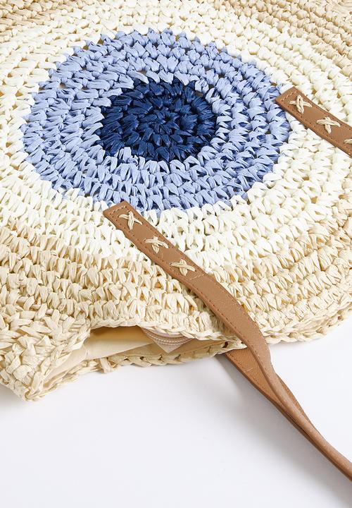 Pop Candy - Straw bag - beige & blue