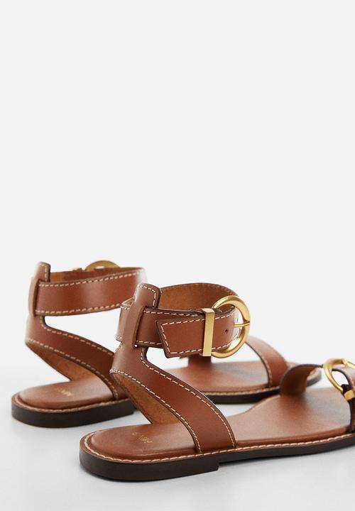 MANGO - Isla ankle strap sandal - medium brown