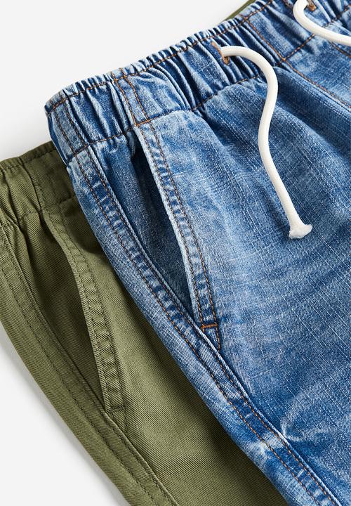 H&M - 2-pack cotton joggers - blue & green