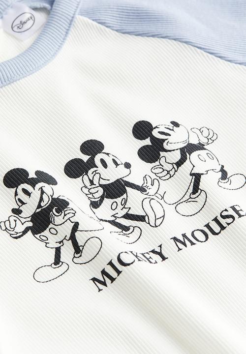 H&M - Ribbed T-shirt - white mickey mouse