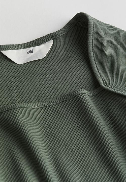 H&M - Ribbed square-neck top - green
