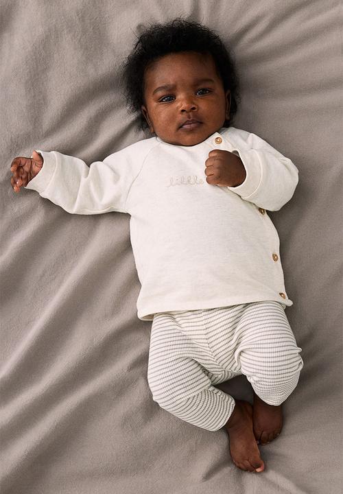 H&M - 2-piece cotton set - beige & white