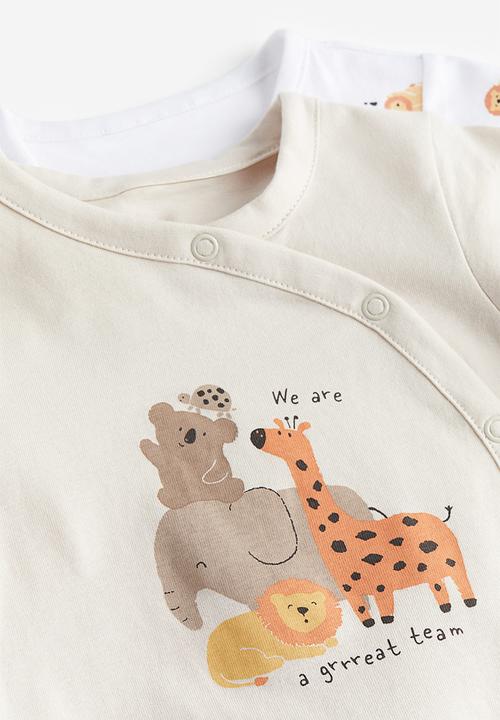 H&M - 2-Pack patterned cotton pyjamas - beige giraffe