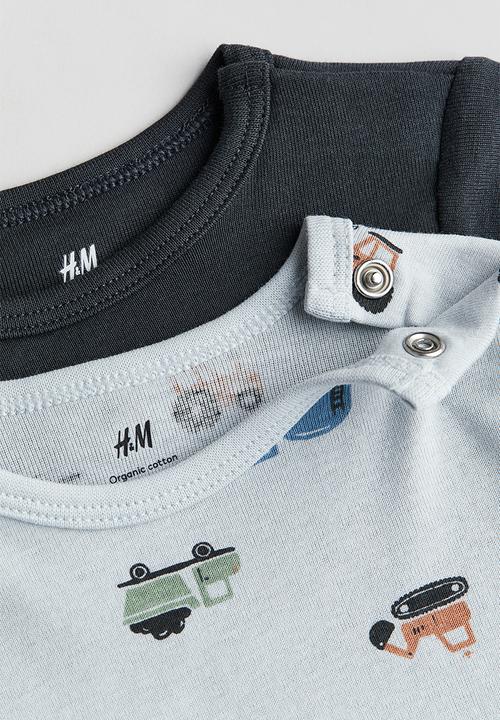 H&M - 2-Pack long-sleeved bodysuits - light blue vehicles