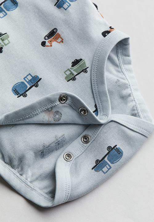 H&M - 2-Pack long-sleeved bodysuits - light blue vehicles