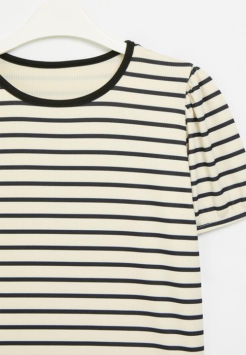 Pop Candy - Striped top - ecru & black