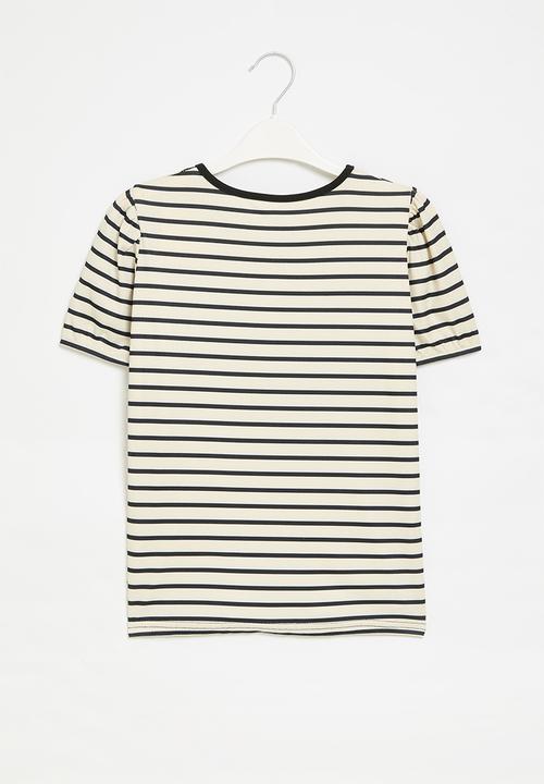 Pop Candy - Striped top - ecru & black