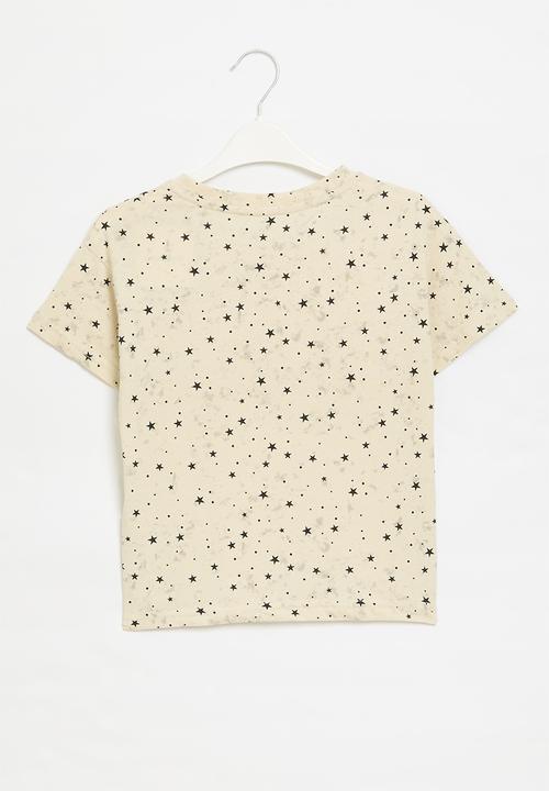Pop Candy - Star all-over-print tee - beige