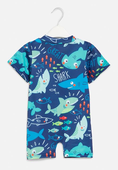 Pop Candy - Shark print swimsuit - blue