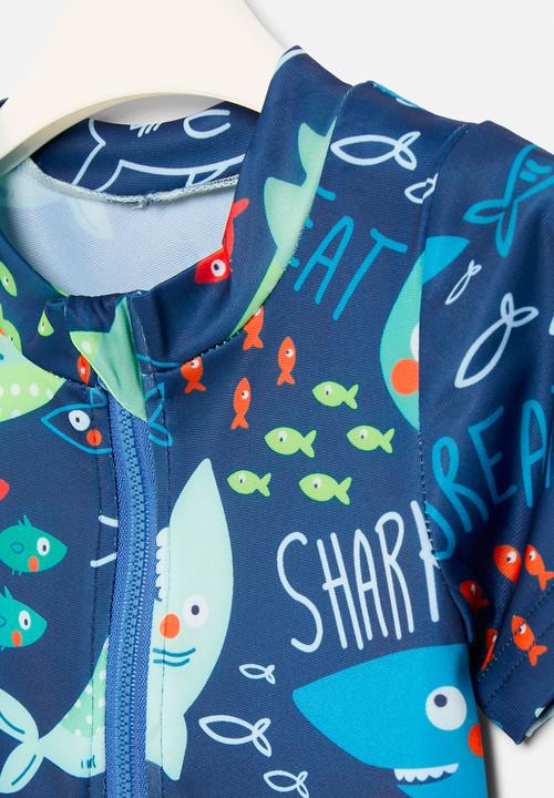 Pop Candy - Shark print swimsuit - blue