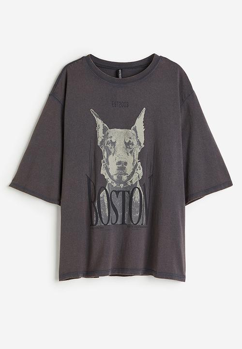H&M - Oversized t-shirt - dark grey & boston