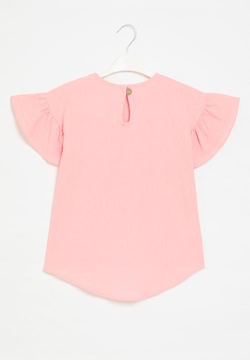 Pop Candy - Frill sleeve top - pink