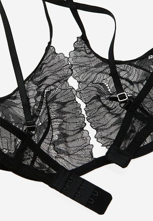 H&M - Non-padded underwired lace bra - black