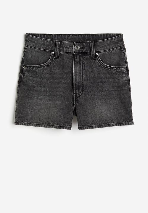 H&M - High denim shorts - black