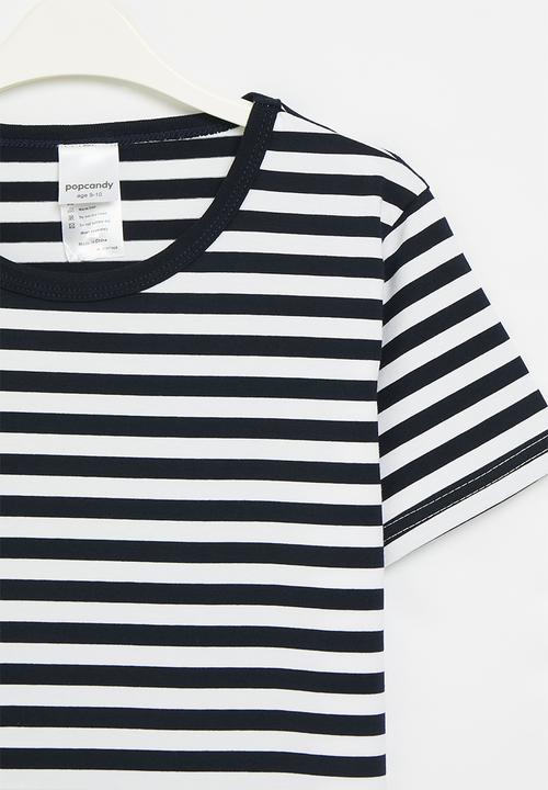 Pop Candy - Printed tee - navy & white