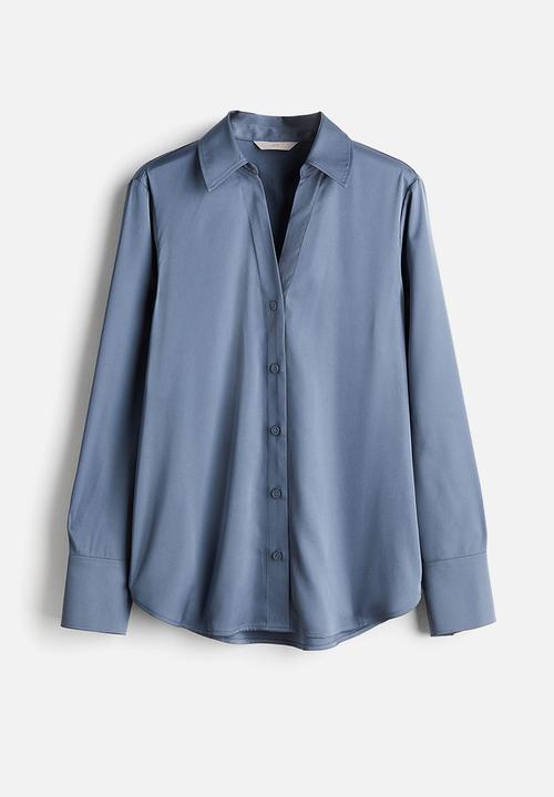 H&M - V-neck blouse - pigeon blue